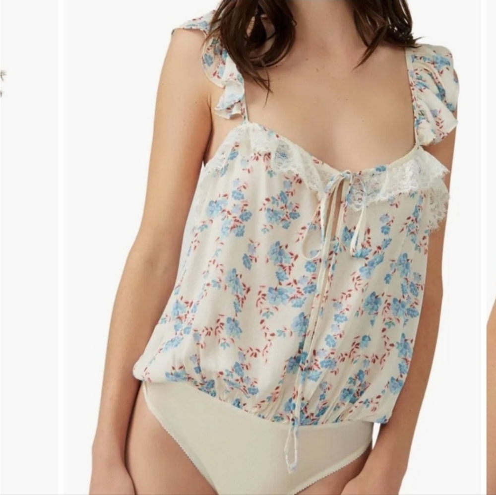 FREE PEOPLE Take It Away Bodysuit Ivory Combo Sz M NEW - Picture 2 of 5